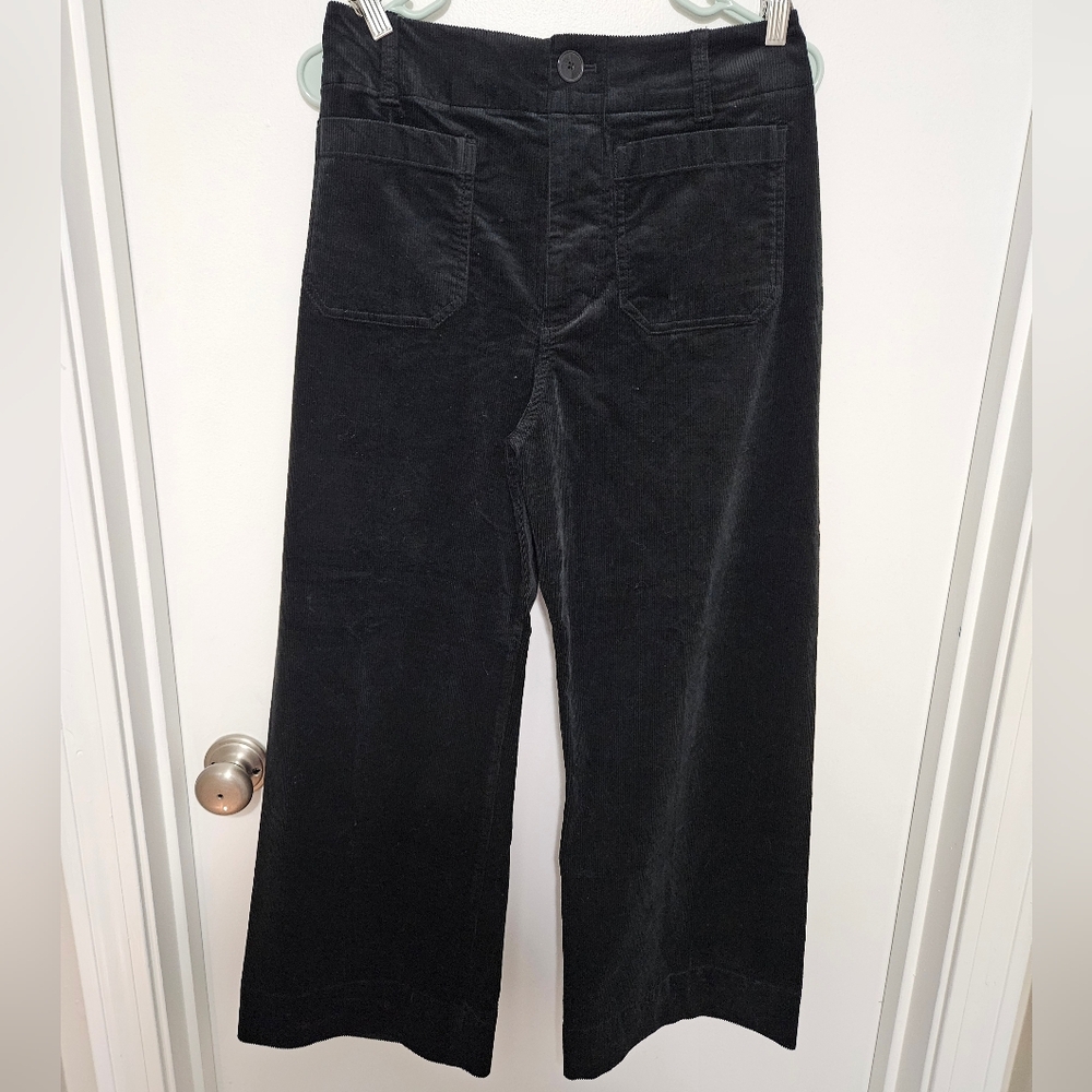 Maeve by Anthropologie Colette Black Corduroy Wide-Leg Pants Size 29
